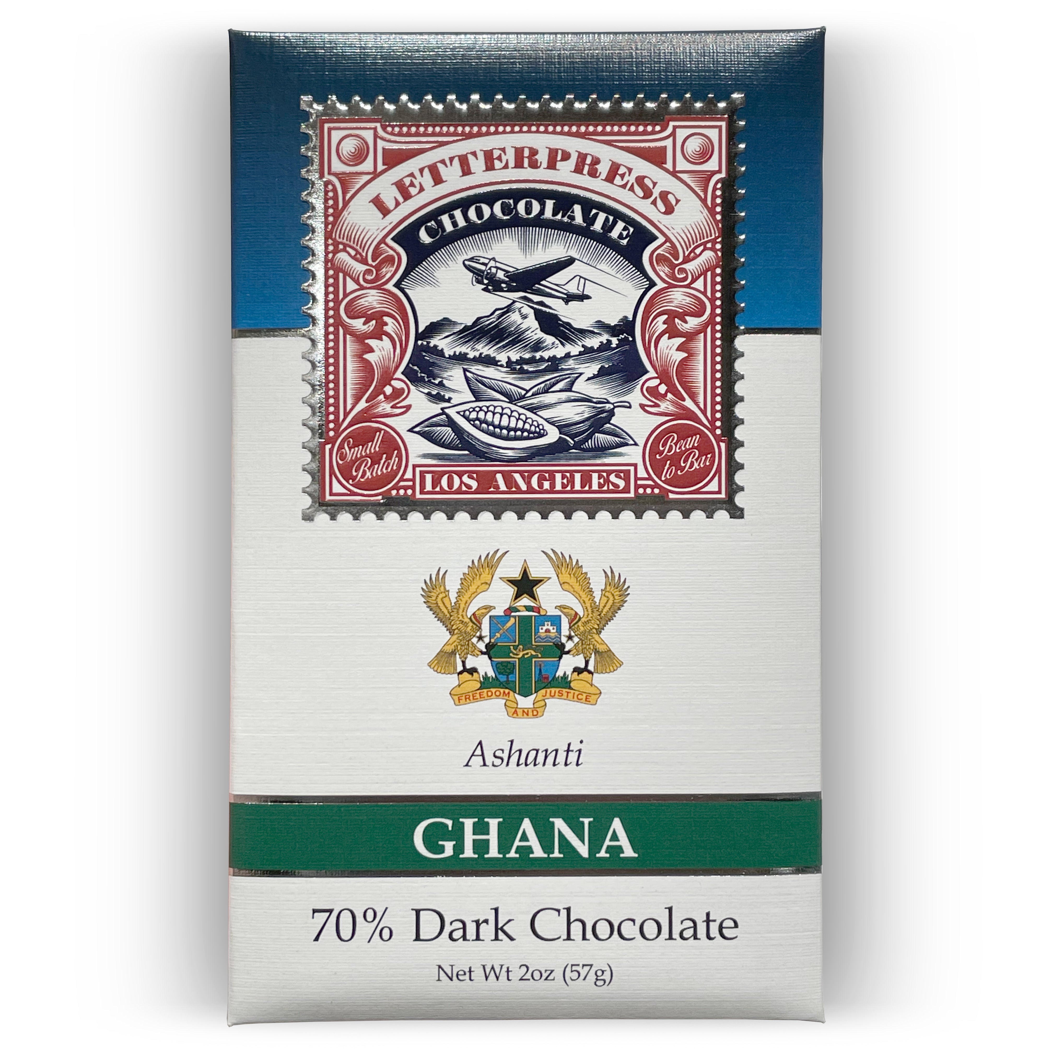 Ashanti Ghana 70% Dark Chocolate packaging on white background