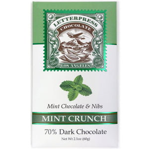 Ashanti Mint Crunch 70% Dark Chocolate packaging on white background