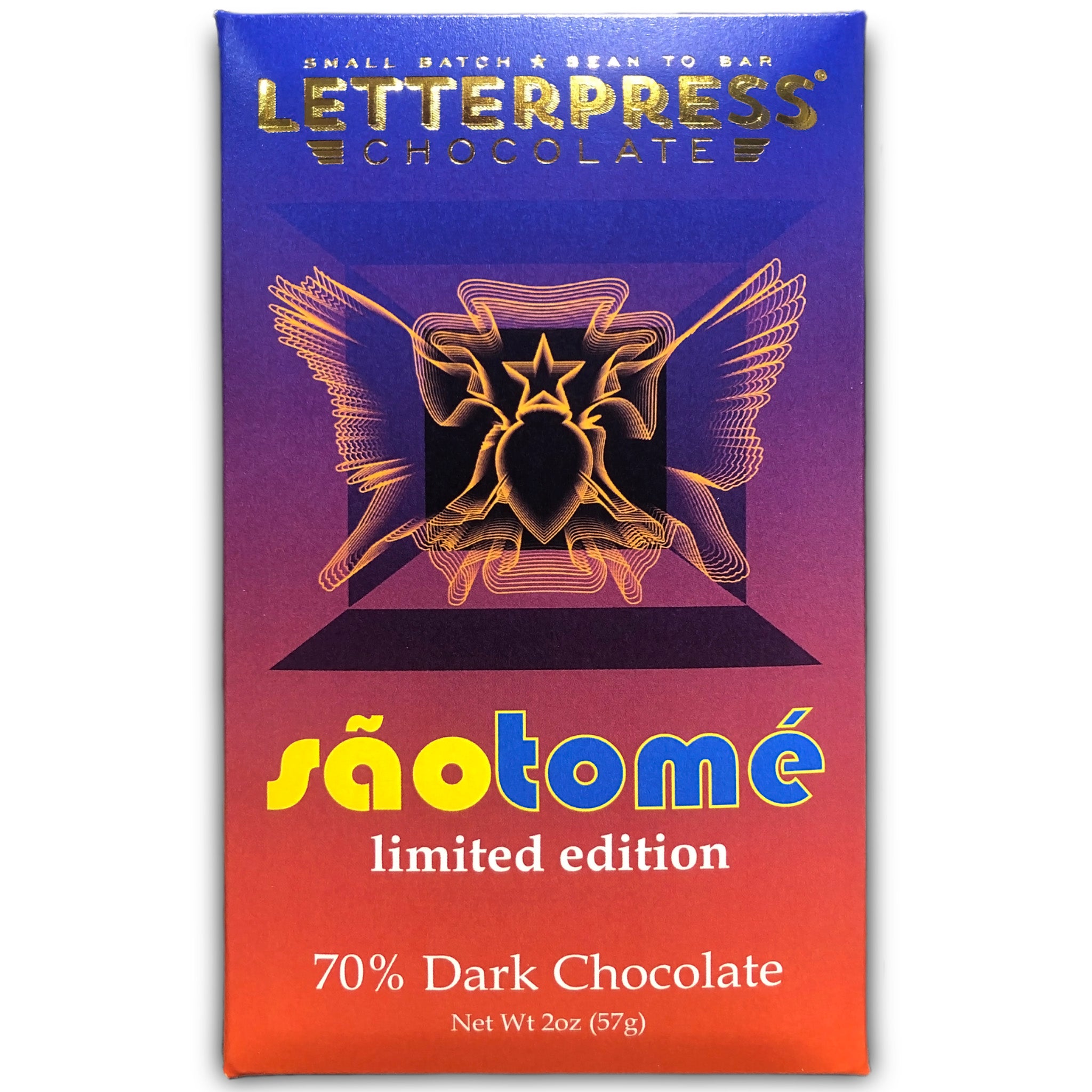 Sao Tome Limited Edition 70% Dark Chocolate packaging on a white background
