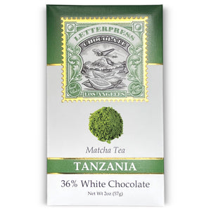 Matcha Tea Tanzania 36% White Chocolate packaging